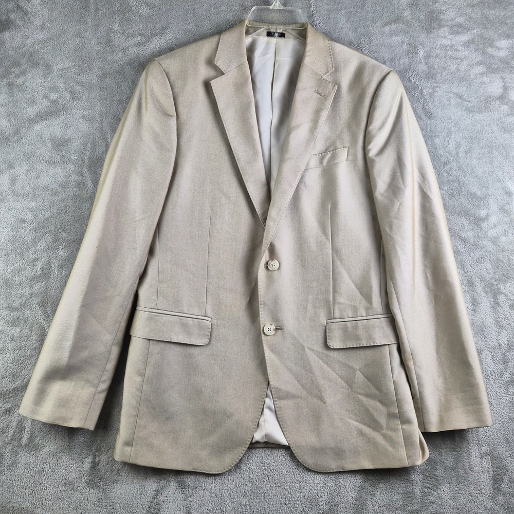 J‎ Ferrar JF Blazer Jacket 40R Beige Shimmer Sharkskin 2 Buttons Modern Formal